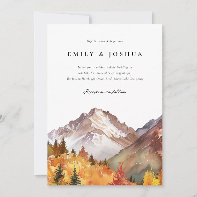 Invitation Automne Russe Boho Mariage (Devant)
