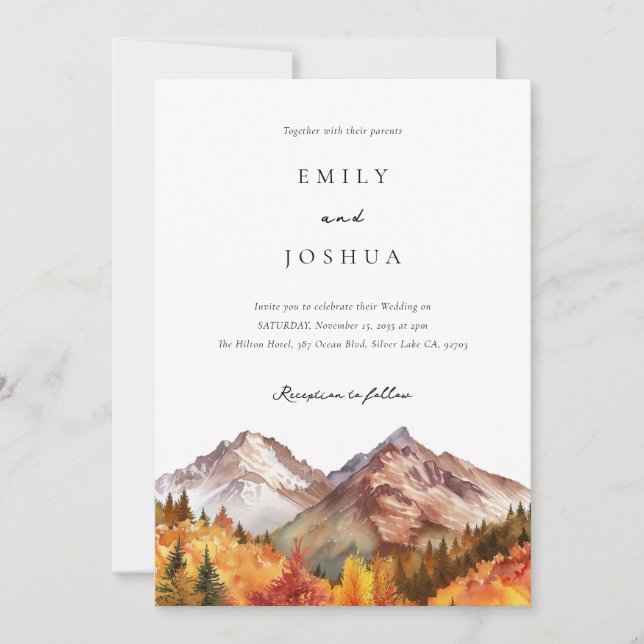 Invitation Automne Russe Boho Mariage (Devant)