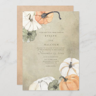 Invitation Automne Rustique Automne Blanc, Orange Citrouille 