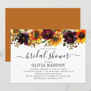 Invitation Automne Rustique Automne Tournesol Fête des mariée