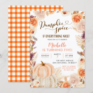 Invitation Automne Rustique Bohème Épice de Citrouille et Tou
