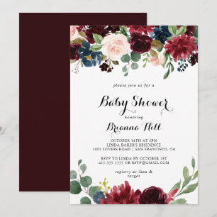 Invitation Automne Rustique Bourgogne Baby shower de calligra