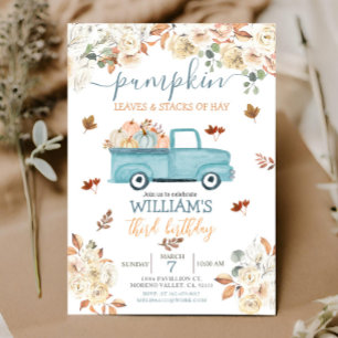 Invitation Automne Rustique camion premier anniversaire Invit