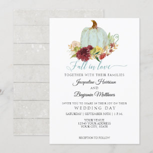 Invitation Automne rustique coup de foudre Citrouille bleue F