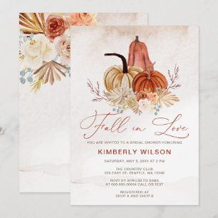 Invitation Automne rustique Tombez amoureux Citrouilles Fête