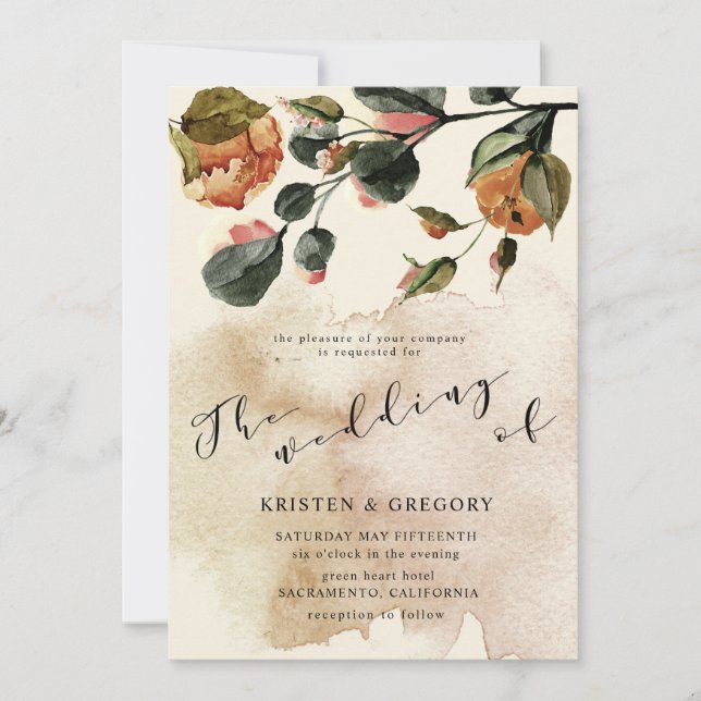 Invitation automne se sentir élégant Mariage floral (Devant)