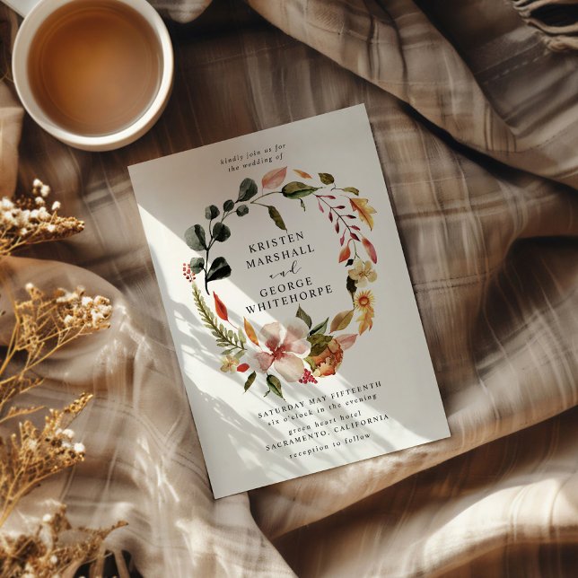 Invitation Automne Sentez-vous élégant Mariage fleuri (Créateur téléchargé)
