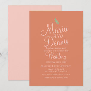 Invitation Automne Simple Terracotta Mariage rose clair