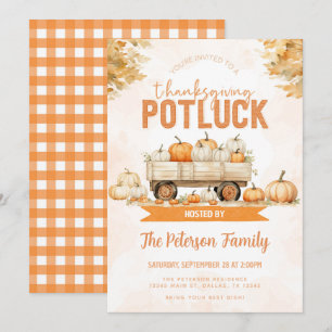 Invitation Automne Thanksgiving Potluck Dîner de fête Invitat