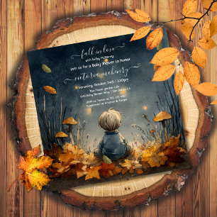 Invitation Automne Tombe amoureux luciole baby shower de prai