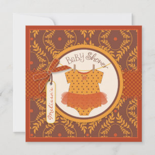 Invitation Automne Tutu et Automne Damask Vine Baby shower