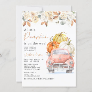 Invitation Automne Un Petit Camion Citrouille Baby shower Aut