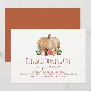 Invitation Automne Un Petit Citrouille 1er anniversaire Invit