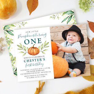 Invitation Automne Verdure Petit Citrouille 1er anniversaire 