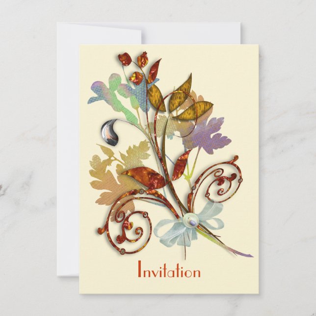 Invitation Automne Whimsical Automne Rustique Bouquet de fleu (Devant)