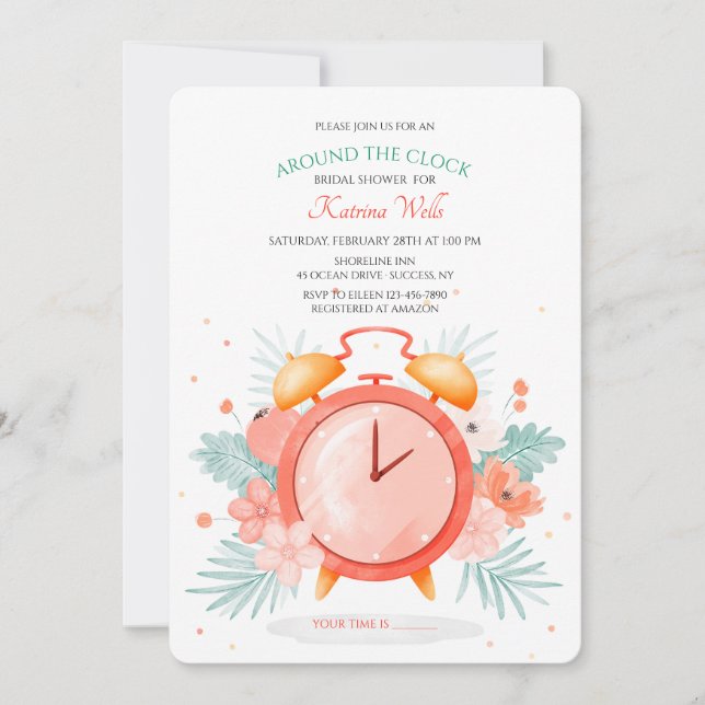 Invitation Autour De La Fête des mariées Horloge (Devant)