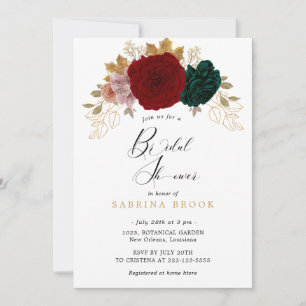 Invitation Autumanal Gold Burgundy Emerald Fête des mariées