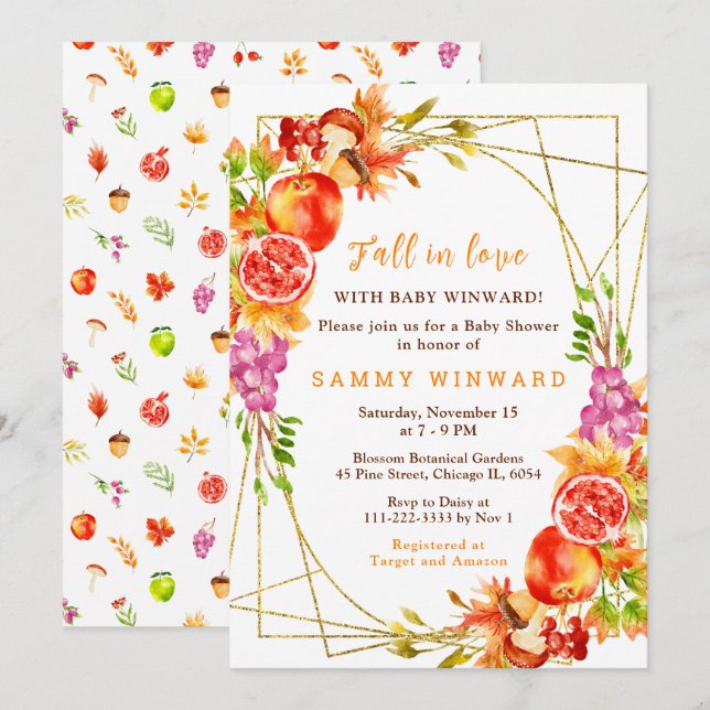 Invitation Autumn Fall Harvest Baby Shower (Devant / Derrière)