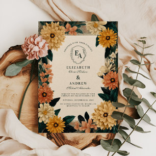 Invitation Autumn Garden Bloom Rustic Floral Celebration