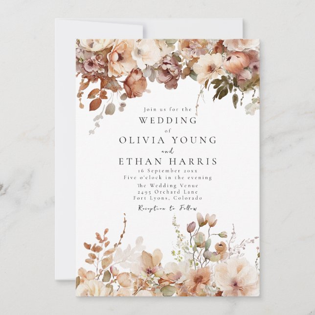 Invitation Autumn Hanging Florals (Devant)