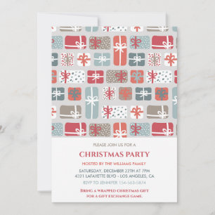 Invitation aux cadeaux de motif de fête de Noël