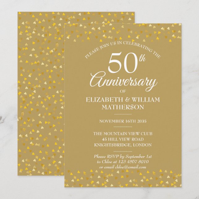 Invitation aux Coeurs d'Or du 50e anniversaire (Devant / Derrière)