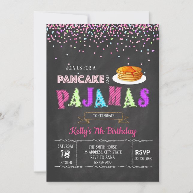 Invitation aux crêpes et pyjamas (Devant)