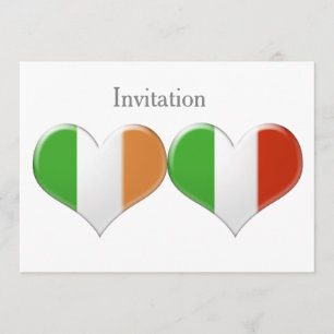 Invitation aux drapeaux cardiaques irlandais et it