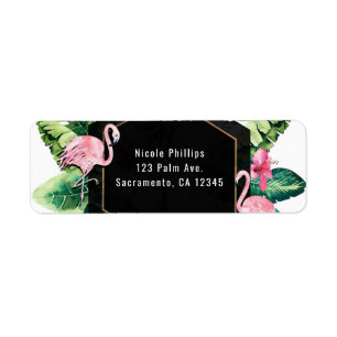 Invitation aux flamants roses et feuilles tropical