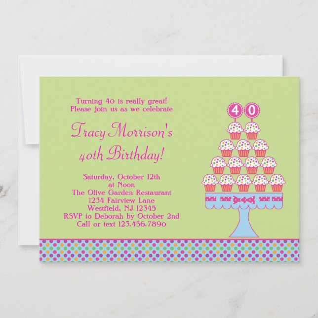 Invitation aux gâteaux du 40e anniversaire (Devant)