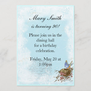 Invitation aux oiseaux bleus Anniversaire ou Anniv