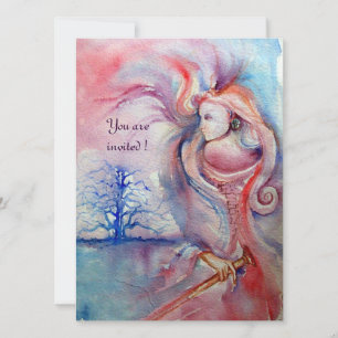 Invitation AVALON, Magie et Mystère douce rose violet bleu