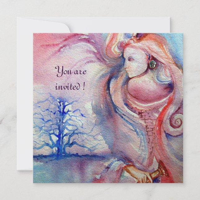 Invitation AVALON, Magie et Mystère doux rose violet bleu (Devant)