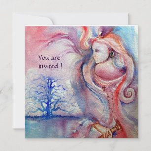 Invitation AVALON Magie et Mystère rose bleu blanc doux