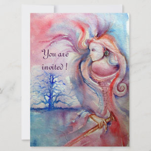 Invitation AVALON, Magie et Mystère rose tendre violet bleu