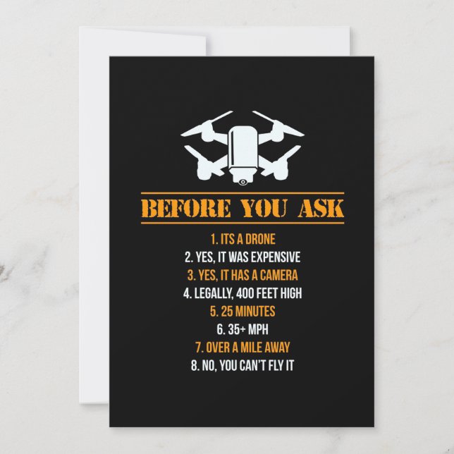 Invitation Avant de demander un pilote de drone (Devant)