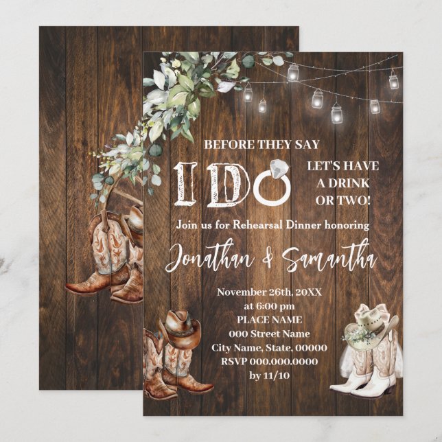 Invitation Avant de faire Couples Douche Mariage occidental (Devant / Derrière)