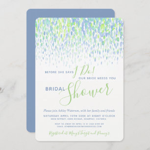 Invitation Avant de faire douche nuptiale couleur verte bleue
