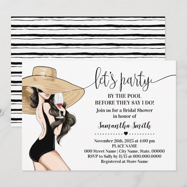 Invitation Avant de faire la fête au bord de la douche nuptia (Devant / Derrière)