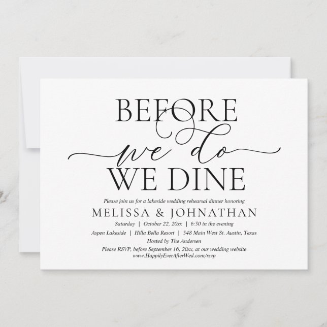 Invitation Avant De Le Faire, Nous Dînons, Dîner De Répétitio (Devant)