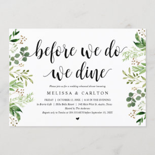 Invitation Avant de le faire, nous dînons, verdure, dîner de 