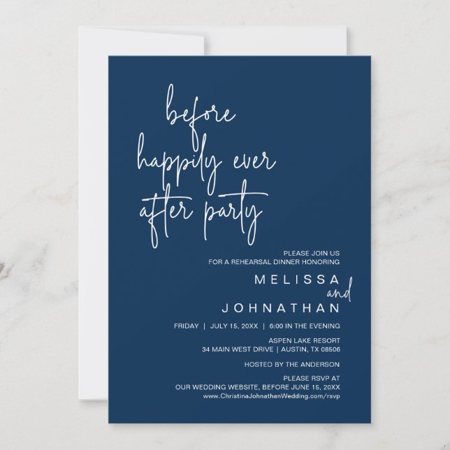 Invitation Avant Heureux Jamais Après La Fête De La Répétitio (Devant)