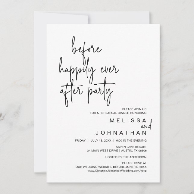 Invitation Avant Heureux Jamais Après La Fête De La Répétitio (Devant)