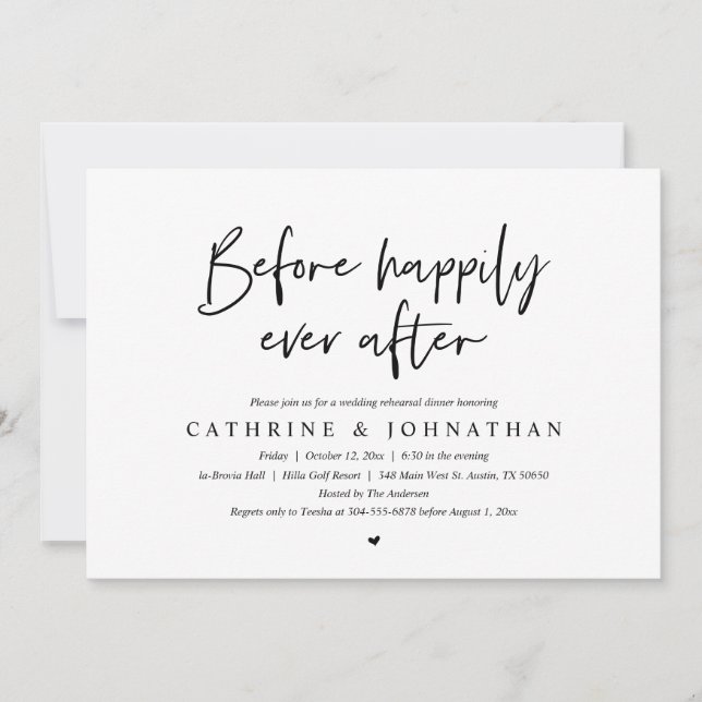 Invitation Avant Heureux Jamais Après Le Dîner De Répétition  (Devant)