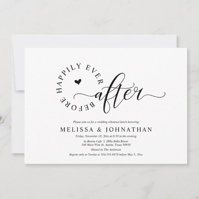 Invitation Avant Heureux Jamais Après Le Dîner De Répétition  (Devant)