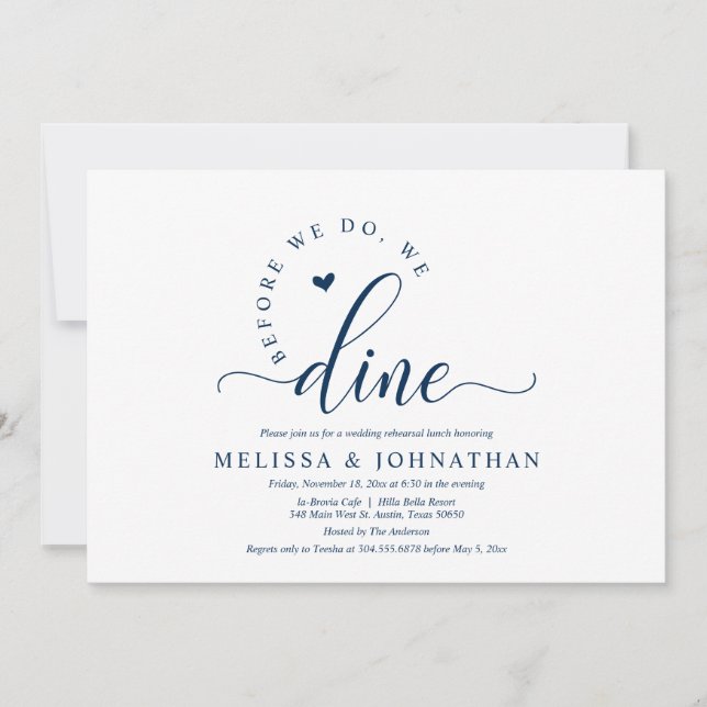 Invitation Avant Heureux Jamais Après Le Dîner De Répétition  (Devant)