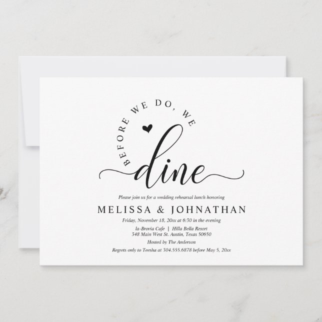 Invitation Avant Heureux Jamais Après Le Dîner De Répétition  (Devant)