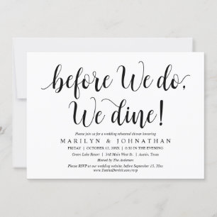Invitation Avant, Nous Dînons, Dîner De Répétition Mariage