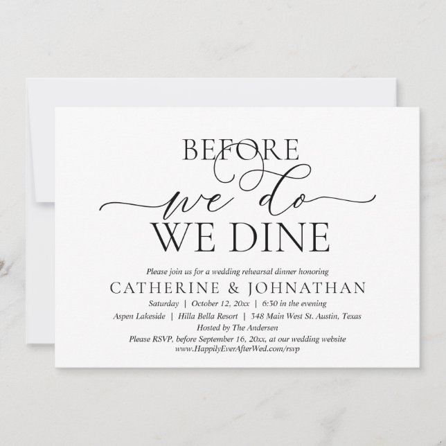 Invitation Avant Nous, Nous Dînons, Dîner De Répétition Maria (Devant)