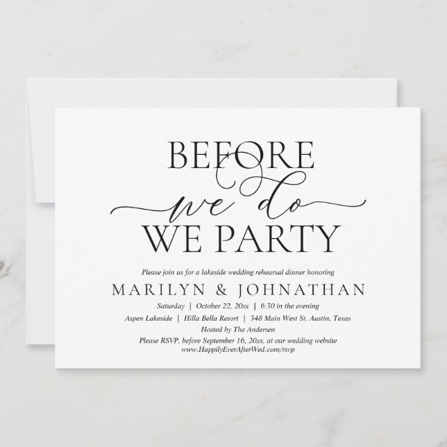 Invitation Avant Nous, Nous Faisons La Fête, Dîner De Répétit (Devant)